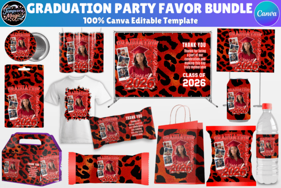 Download Red Graduation 2026 Party Favor Bundle - Premium Resources