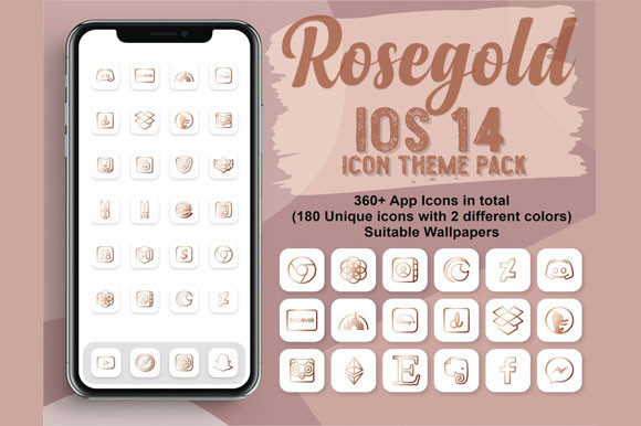 Download Rose Gold App Icons IOS 14 - Premium Bundle