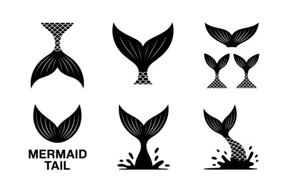 Download Cute Mermaid Tail Silhouette Icon Set - Premium Resources